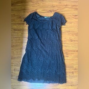 Solitaire Black Textured Mini Dress (Fits like a Medium)